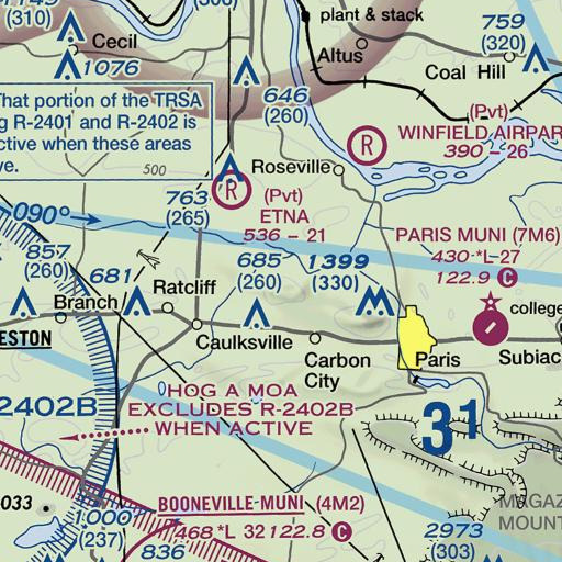 FAA VFR chart of Horseshoe Mountain, AR
