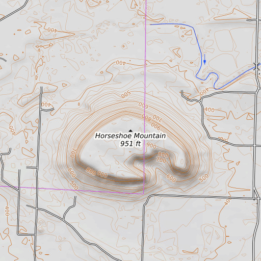 OpenTopoMap map of Horseshoe Mountain, AR