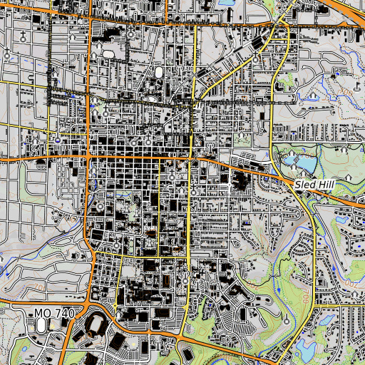 OpenTopoMap map of Robert E. Lee Elementary School, MO