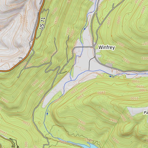 OpenTopoMap map of Jones Fork, AR