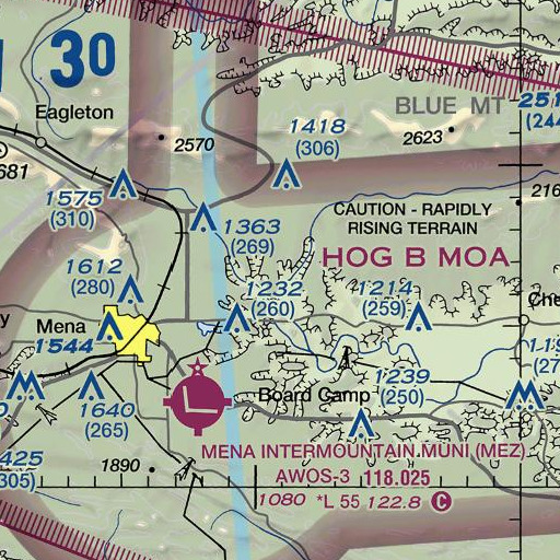 FAA VFR chart of Lick Branch, AR