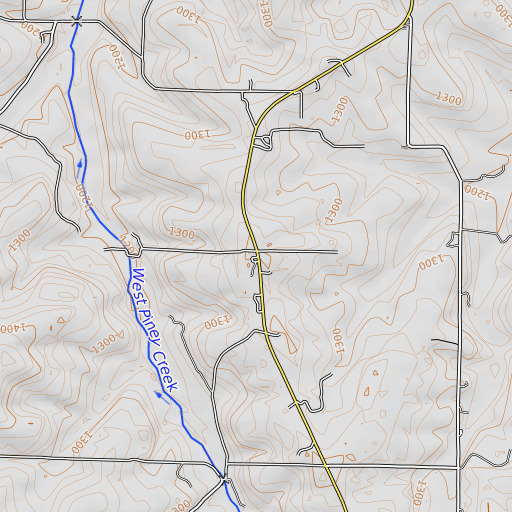OpenTopoMap map of Noels Store, MO