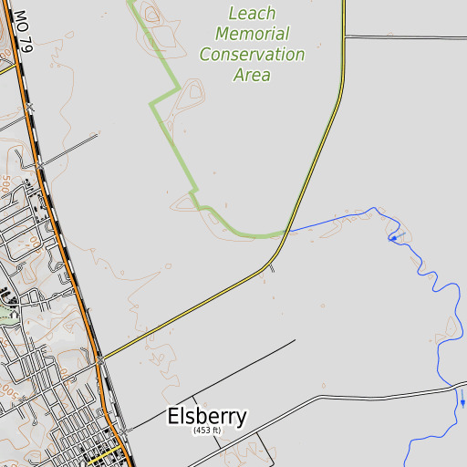 OpenTopoMap map of Page Branch, MO
