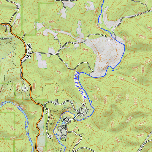 OpenTopoMap map of Panther Bluff, MO