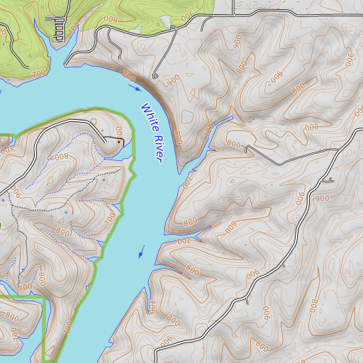OpenTopoMap map of Piney Creek, MO