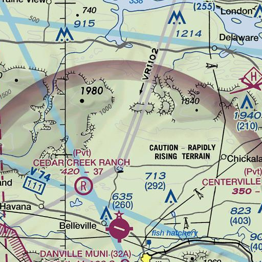 FAA VFR chart of Long Branch, AR