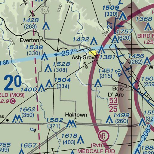 FAA VFR chart of Province Branch, MO