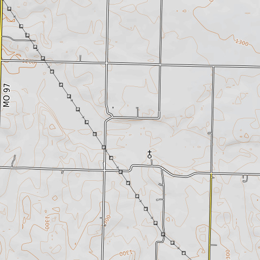 OpenTopoMap map of Pruitt Branch, MO