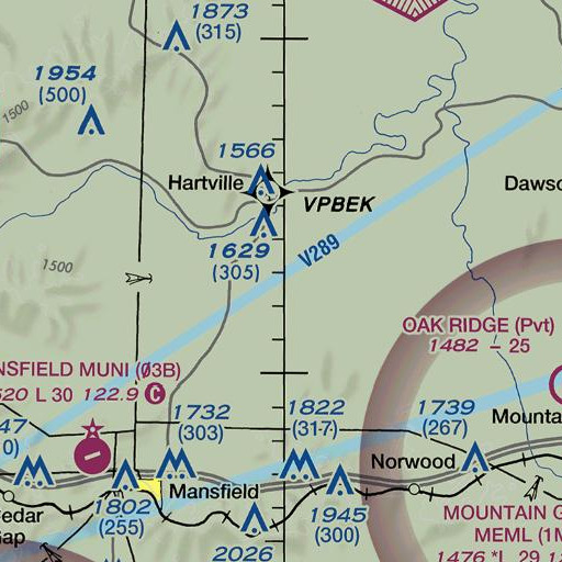 FAA VFR chart of Quillen Branch, MO