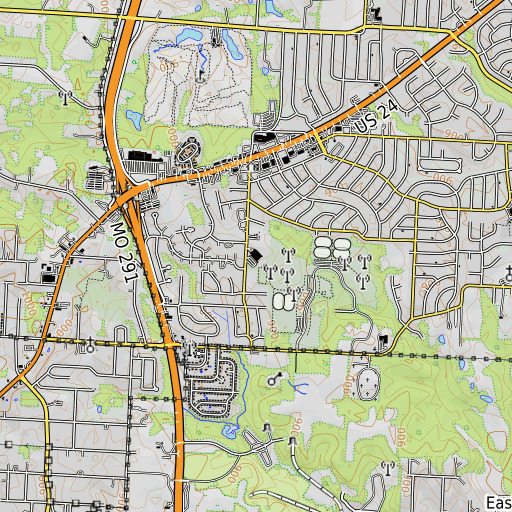 OpenTopoMap map of Randall Elementary School, MO