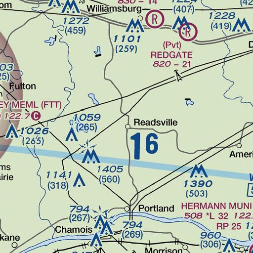 FAA VFR chart of Readsville, MO