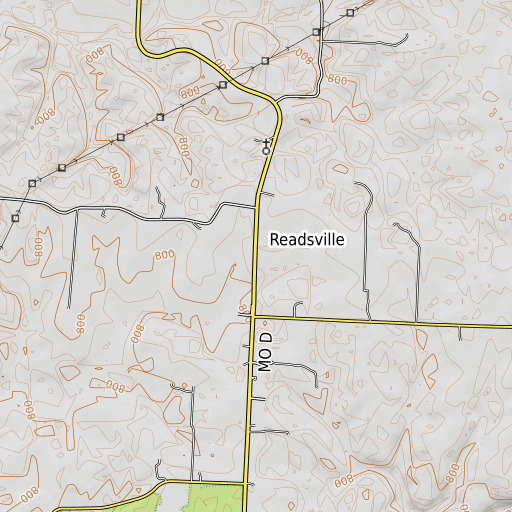 OpenTopoMap map of Readsville, MO