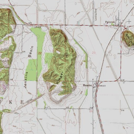 USGS 24K topo map of Ringer Hill, MO