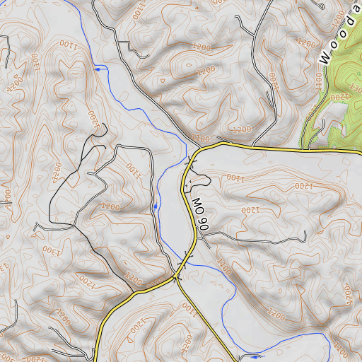 OpenTopoMap map of Roller School (historical), MO