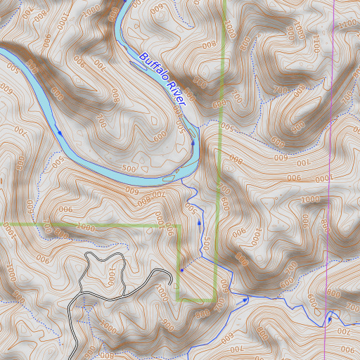 OpenTopoMap map of Middle Creek, AR