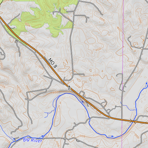 OpenTopoMap map of Stony Point School, MO