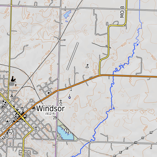 OpenTopoMap map of Windsor Fairground, MO
