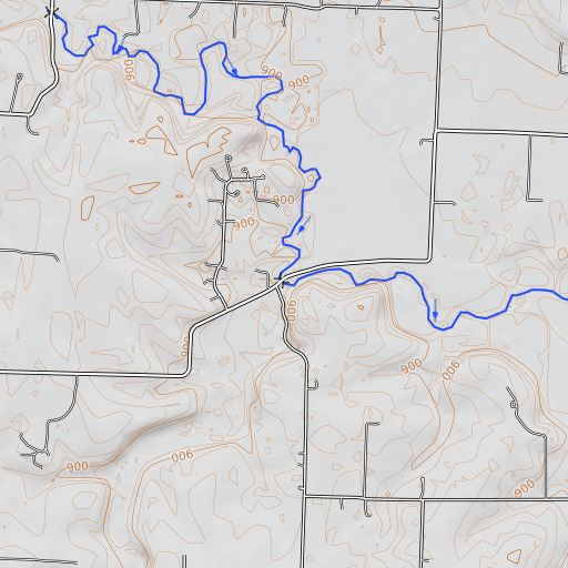OpenTopoMap map of Harding Creek, MO