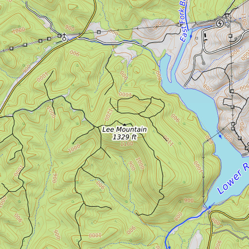 OpenTopoMap map of Lee Mountain, MO
