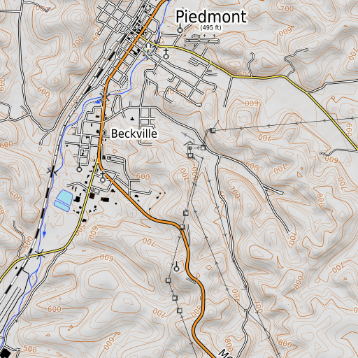 OpenTopoMap map of Peach Tree Spring, MO