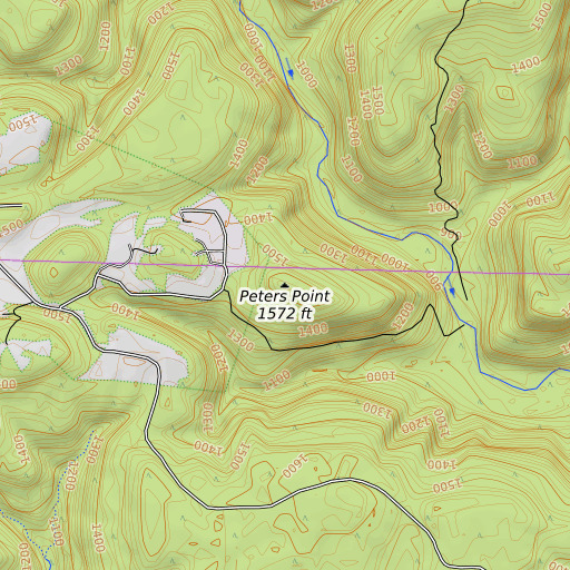 OpenTopoMap map of Peters Point, AR
