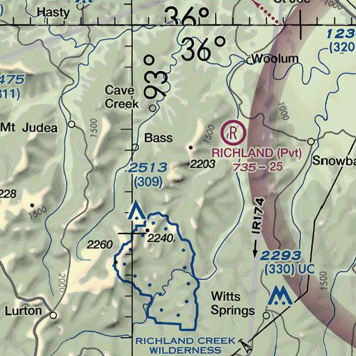 FAA VFR chart of Pine Hill, AR