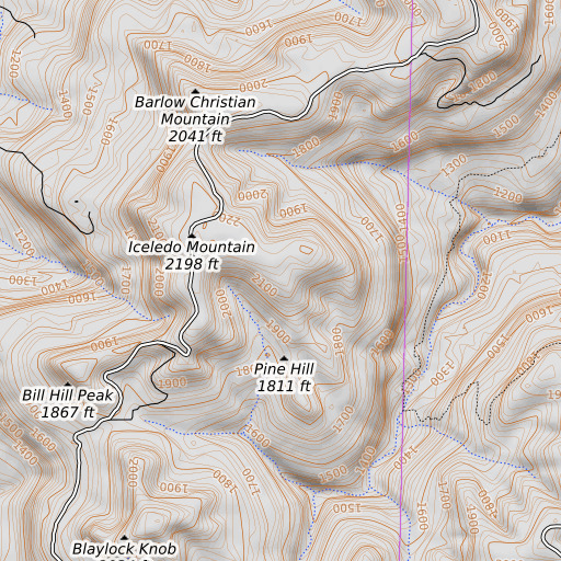OpenTopoMap map of Pine Hill, AR