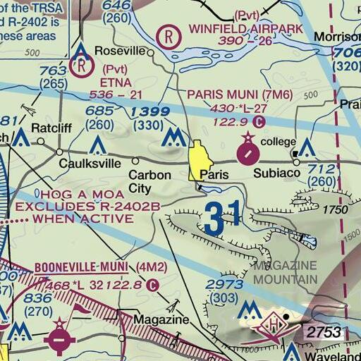 FAA VFR chart of Pine Ridge Mountain, AR