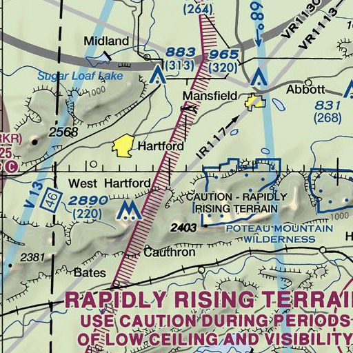 FAA VFR chart of Posey Creek, AR