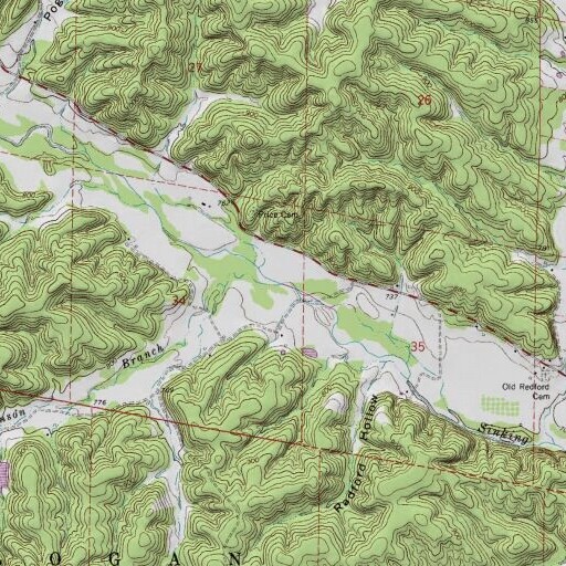 USGS 24K topo map of Vinson Branch, MO