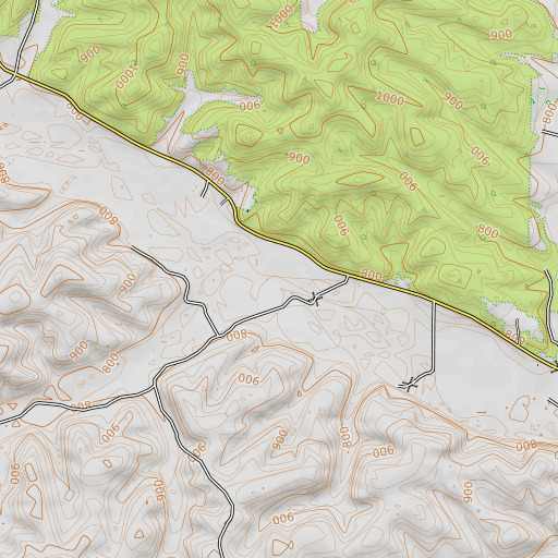 OpenTopoMap map of Vinson Branch, MO