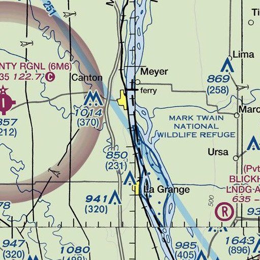 FAA VFR chart of Durgans' Landing, MO