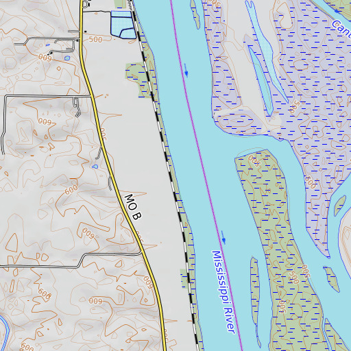 OpenTopoMap map of Durgans' Landing, MO