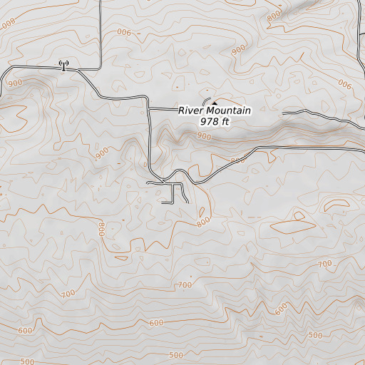 OpenTopoMap map of River Mountain, AR