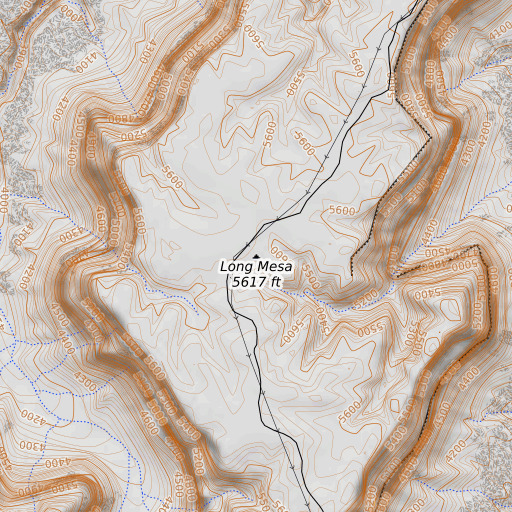 OpenTopoMap map of Long Mesa, AZ