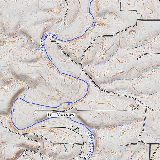 OpenTopoMap map of Osburn Ford, MO