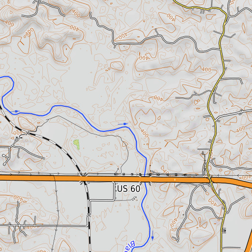 OpenTopoMap map of Carpenters Bend, MO