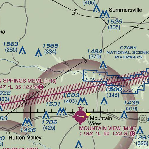 FAA VFR chart of Chimney Rock, MO