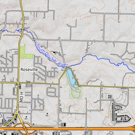 OpenTopoMap map of Mill Creek, MO