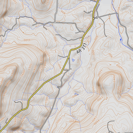 OpenTopoMap map of Slicker School, AR