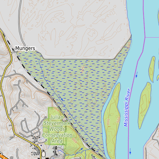 OpenTopoMap map of Murphy Island, MO
