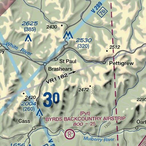 FAA VFR chart of Snow Branch, AR