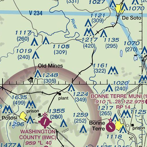 FAA VFR chart of Pashea Bluff, MO