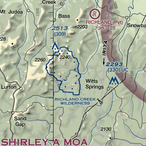 FAA VFR chart of Stump Mountain, AR