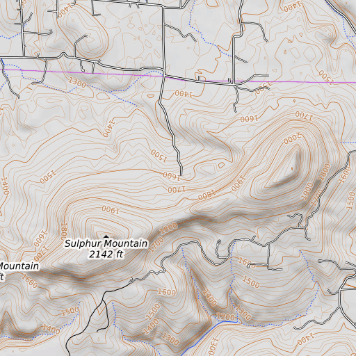 OpenTopoMap map of Sulphur Spring, AR