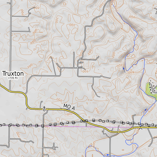 OpenTopoMap map of Pine Knott School (historical), MO