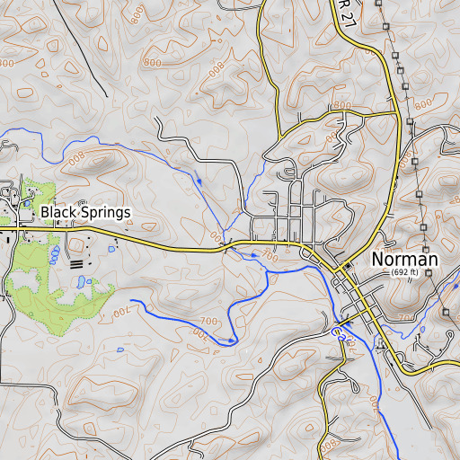 OpenTopoMap map of Swindle Creek, AR