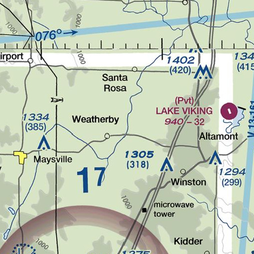 FAA VFR chart of Eastmans Branch, MO