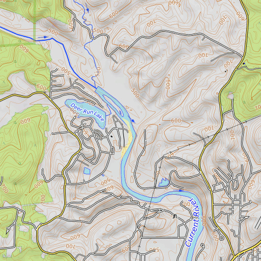 OpenTopoMap map of Boat Bend, MO