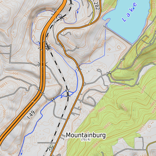 OpenTopoMap map of Warloop Creek, AR